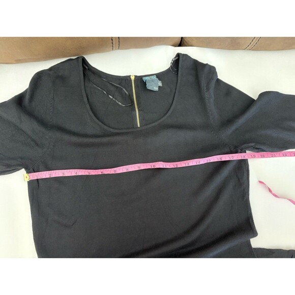 Gabby Skye Sweater Dress Women's L Black & Tan Knit Short Sleeves Fit & Flare - Picture 7 of 10